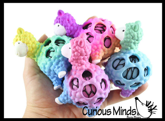 1 Rainbow Alpaca Squishy Color Changing Gel Doh Blob Mesh Ba
